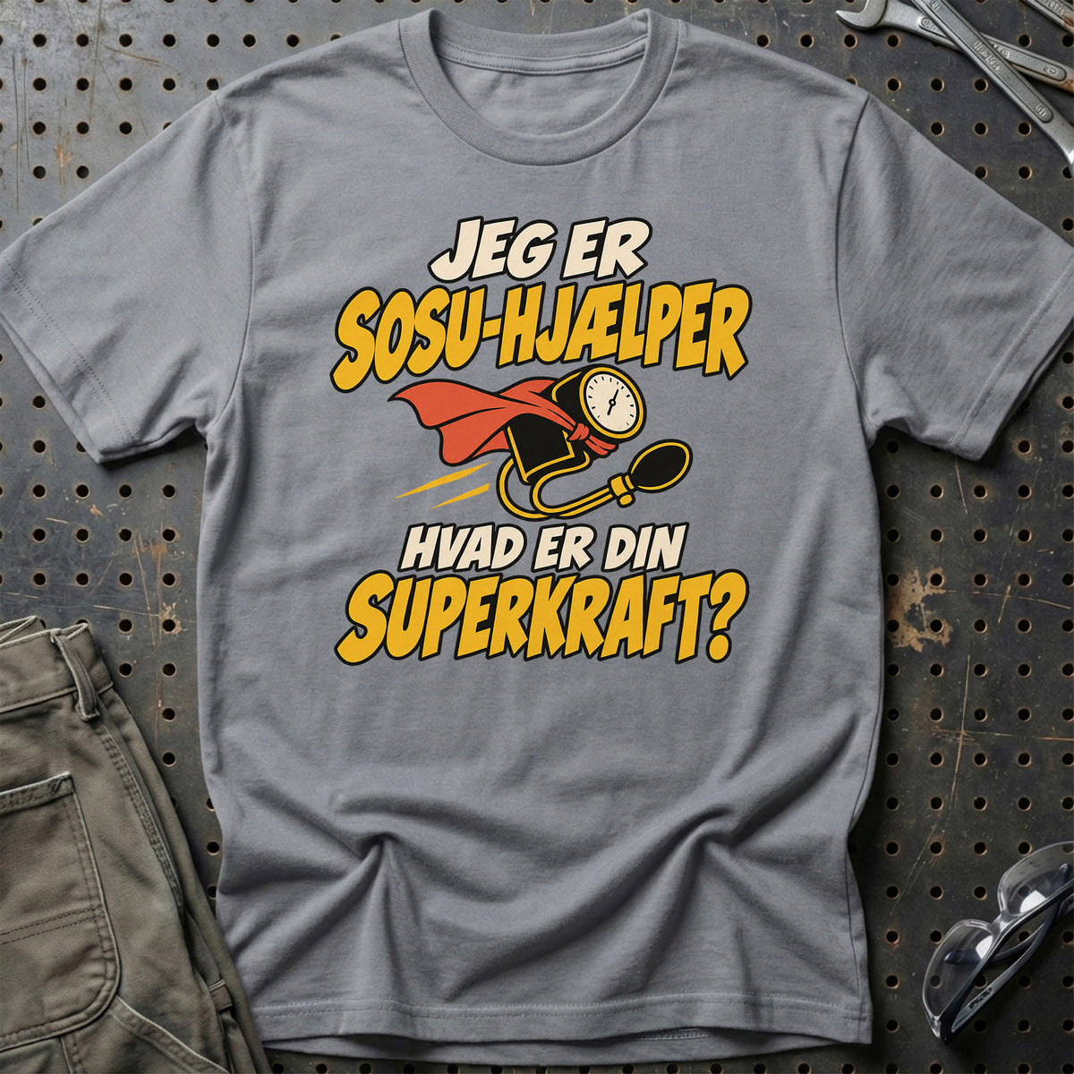 
SOSU-hjælper – Hvad er din superkraft? – Unisex T-Shirt – Grå Sport
