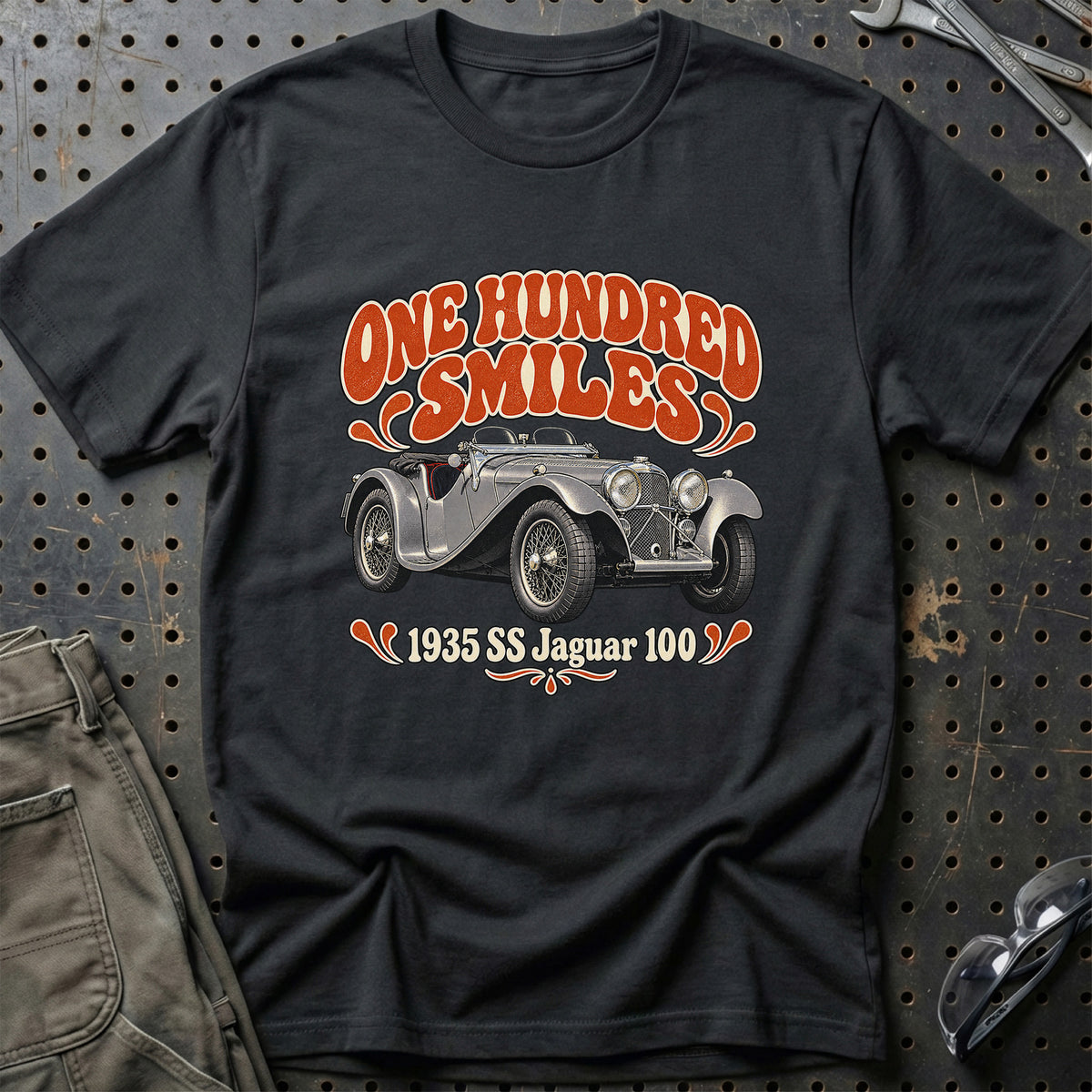 
SS Jaguar 100 1935 – One Hundred Smiles T-Shirt – Sort