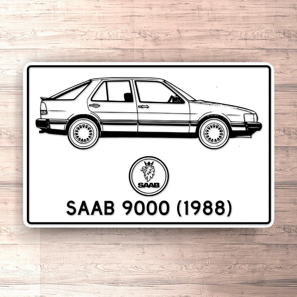 Saab 9000 1988 Blueprint Skilte, Musemåtte, Dørmåtte , Plakat-Blueprint-Saab-Garage Culture Shop- garage - man cave - merchandise