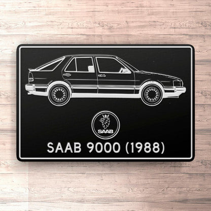Saab 9000 1988 Blueprint Skilte, Musemåtte, Dørmåtte , Plakat-Blueprint-Saab-Garage Culture Shop- garage - man cave - merchandise