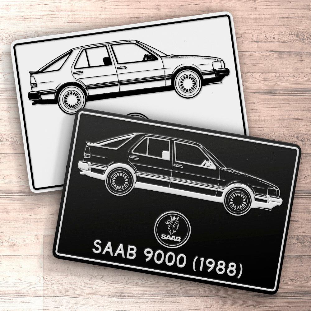 Saab 9000 1988 Blueprint Skilte, Musemåtte, Dørmåtte , Plakat-Blueprint-Saab-Garage Culture Shop- garage - man cave - merchandise