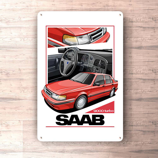 Saab 9000 Turbo Skilte, Musemåtte, Dørmåtte-Skilte-Saab-Garage Culture Shop- garage - man cave - merchandise