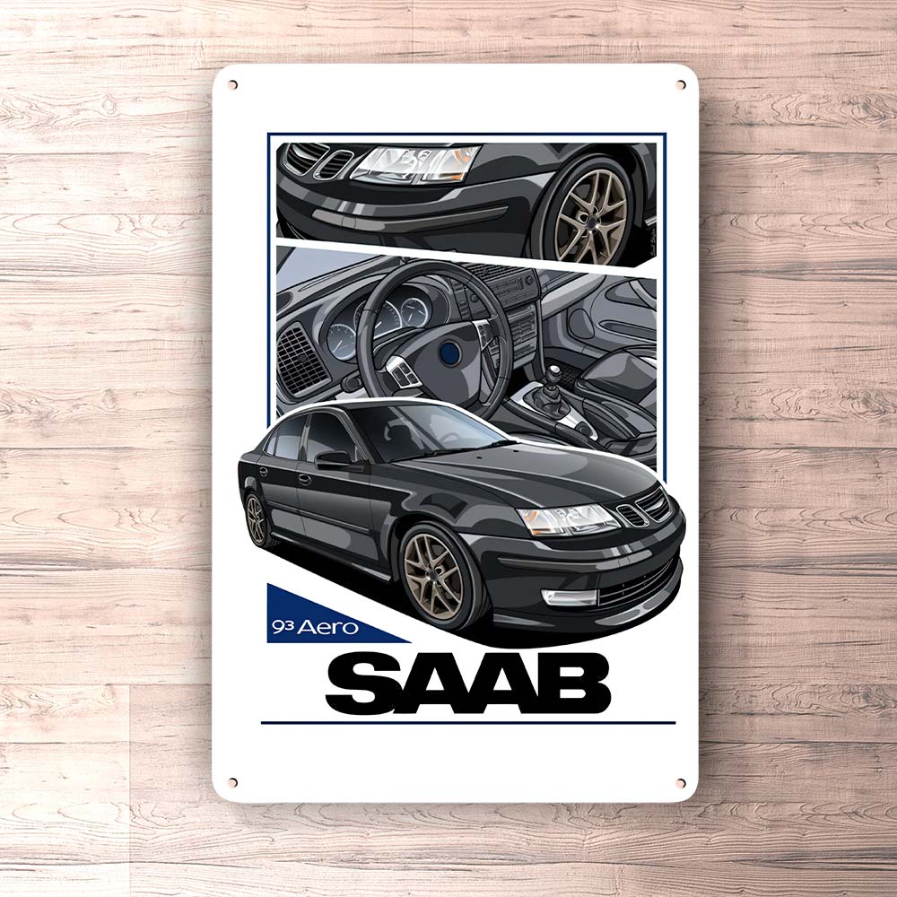 Saab 93 Aero Skilte, Musemåtte, Dørmåtte , Plakat-Skilte-Saab-Garage Culture Shop- garage - man cave - merchandise