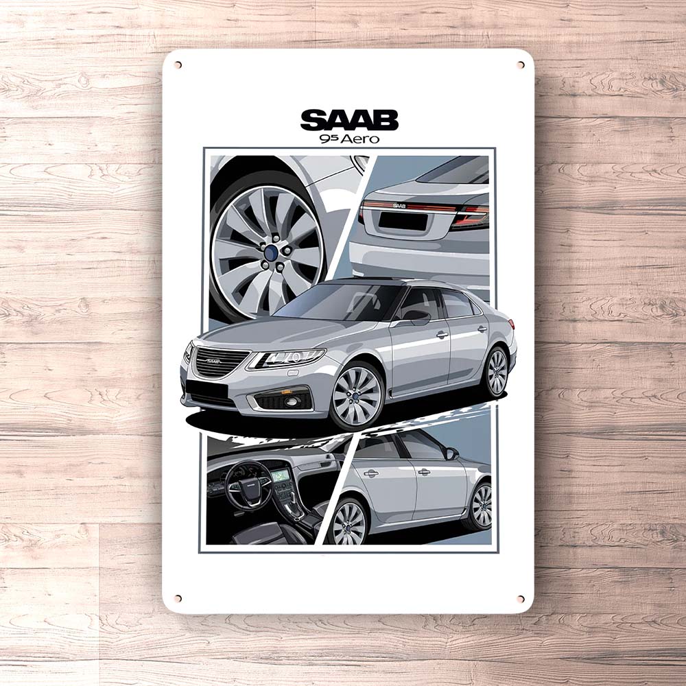 Saab 95 Aero Skilte, Musemåtte, Dørmåtte , Plakat-Skilte-Saab-Garage Culture Shop- garage - man cave - merchandise