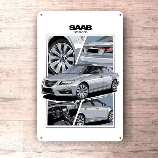 Saab 95 Aero Skilte, Musemåtte, Dørmåtte , Plakat-Skilte-Saab-Garage Culture Shop- garage - man cave - merchandise