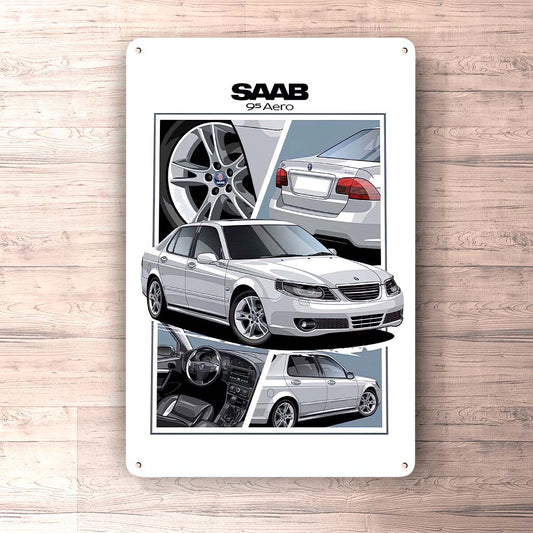 Saab 95 Aero Skilte, Musemåtte, Dørmåtte , Plakat-Skilte-Saab-Garage Culture Shop- garage - man cave - merchandise