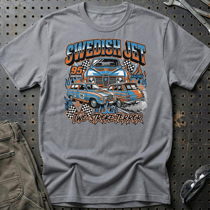Saab 95 Swedish Jet Two-Stroke Terror - Unisex T-Shirt-Beklædning-SAAB-Grå Sport-S-Garage Culture Shop- garage - man cave - merchandise