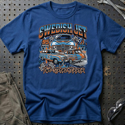 Saab 95 Swedish Jet Two-Stroke Terror - Unisex T-Shirt-Beklædning-SAAB-Blå Royal-S-Garage Culture Shop- garage - man cave - merchandise