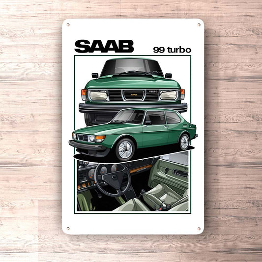 Saab 99 Turbo Skilte, Musemåtte, Dørmåtte , Plakat-Skilte-Saab-Garage Culture Shop- garage - man cave - merchandise