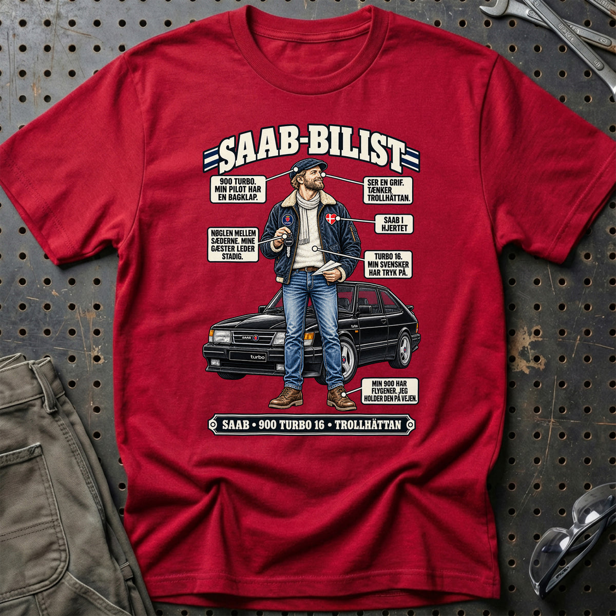 
Saab-Bilist T-Shirt – Rød