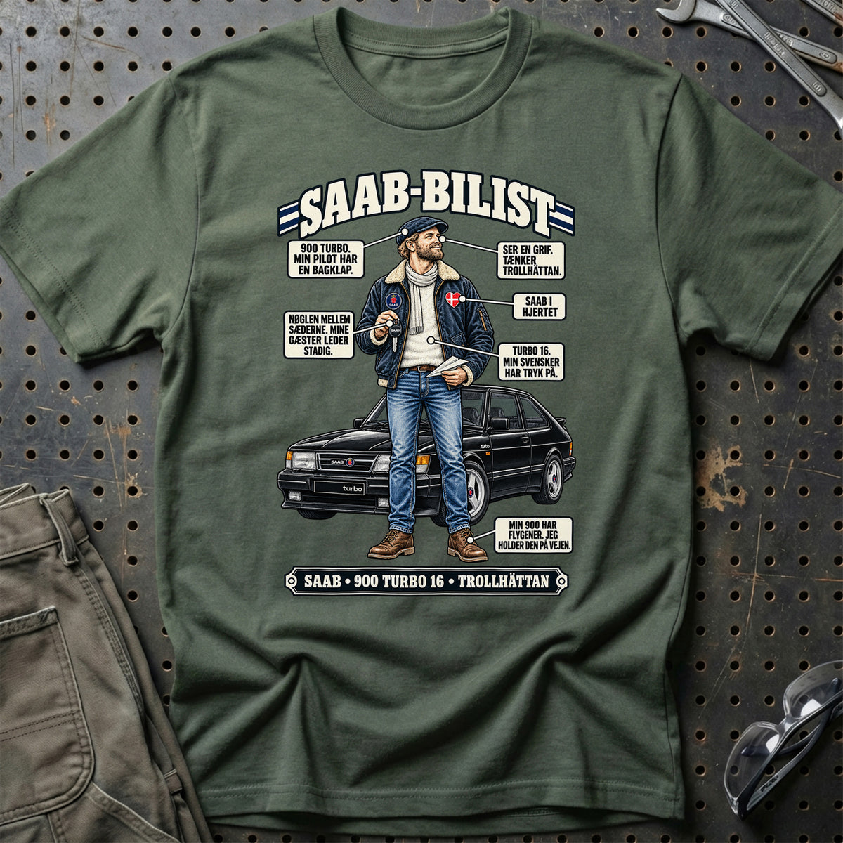 
Saab-Bilist T-Shirt – Grøn Militær