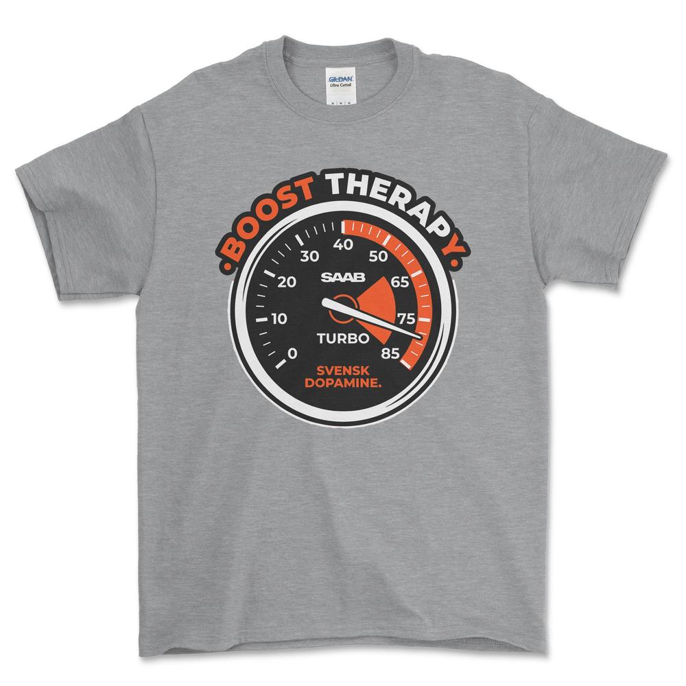 Saab Boost Therapy - Unisex T-Shirt-Beklædning-SAAB-Grå Sport-S-Garage Culture Shop- garage - man cave - merchandise