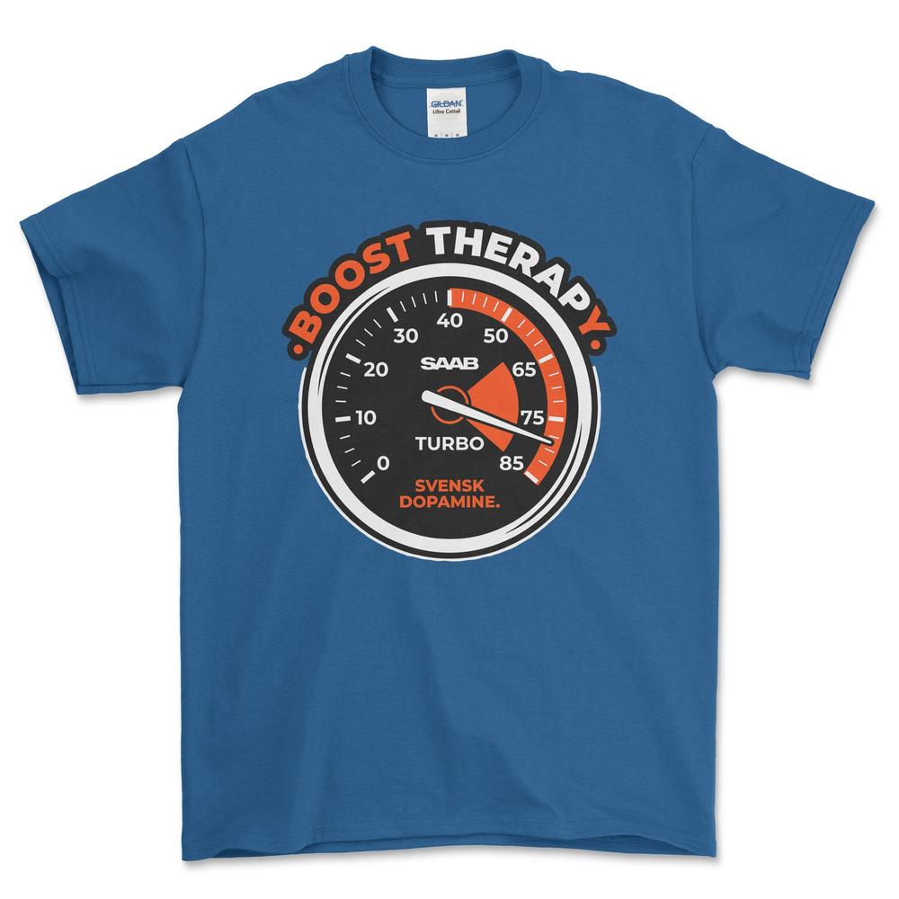 Saab Boost Therapy - Unisex T-Shirt-Beklædning-SAAB-Blå Royal-S-Garage Culture Shop- garage - man cave - merchandise