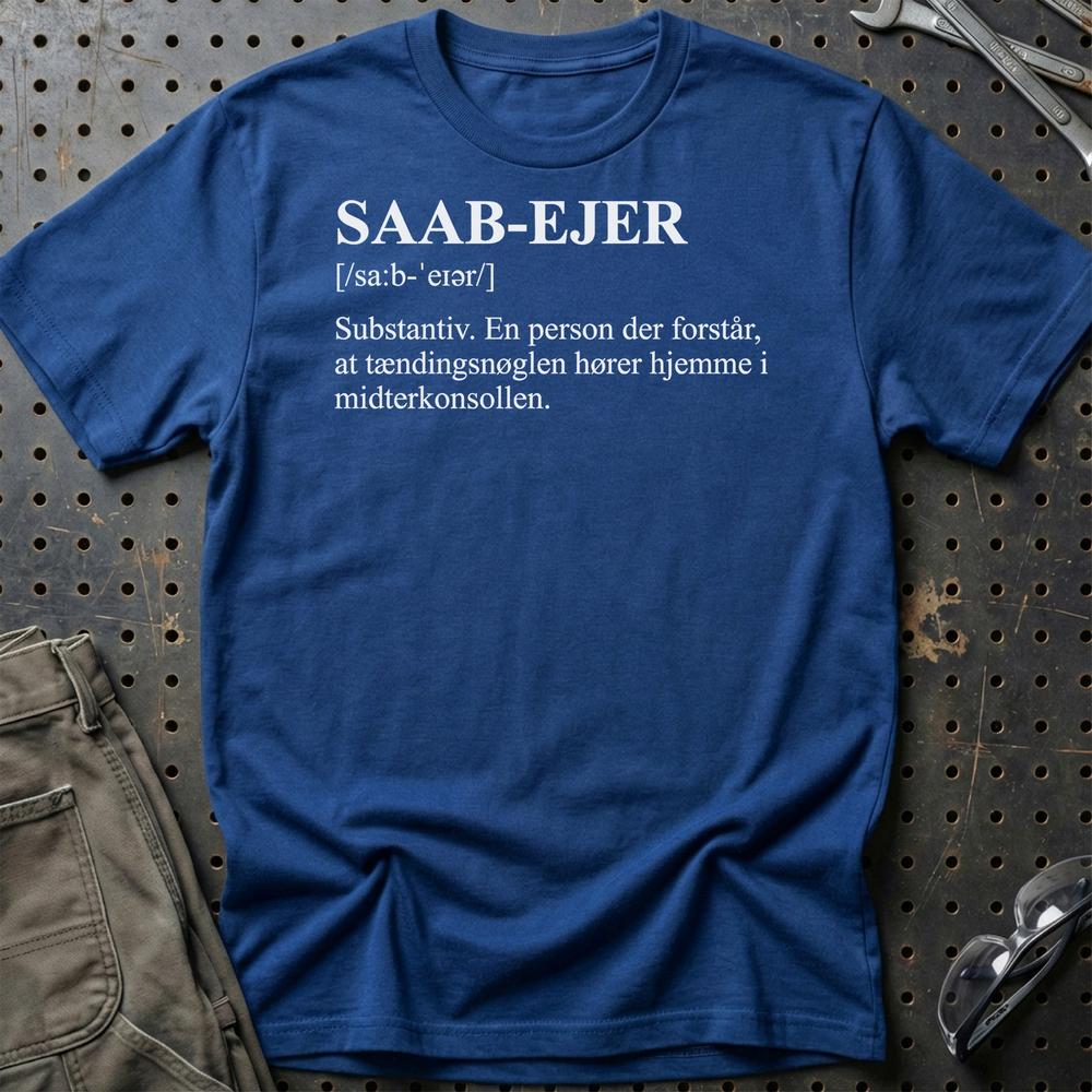 Saab Ejer - Unisex T-Shirt-Beklædning-SAAB-Blå Royal-S-Garage Culture Shop- garage - man cave - merchandise