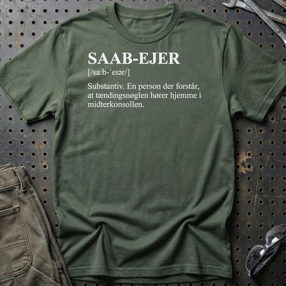 Saab Ejer - Unisex T-Shirt-Beklædning-SAAB-Grøn Militær-S-Garage Culture Shop- garage - man cave - merchandise
