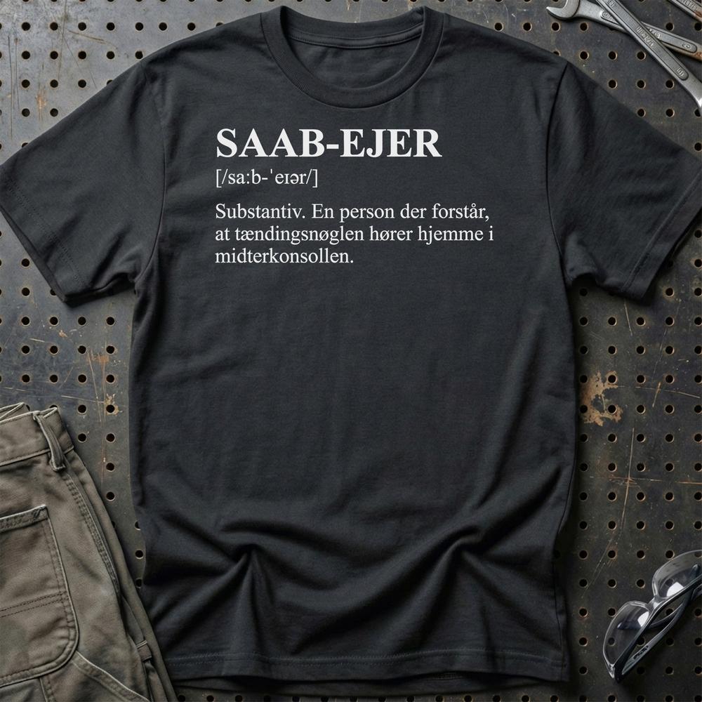 Saab Ejer - Unisex T-Shirt-Beklædning-SAAB-Sort-S-Garage Culture Shop- garage - man cave - merchandise