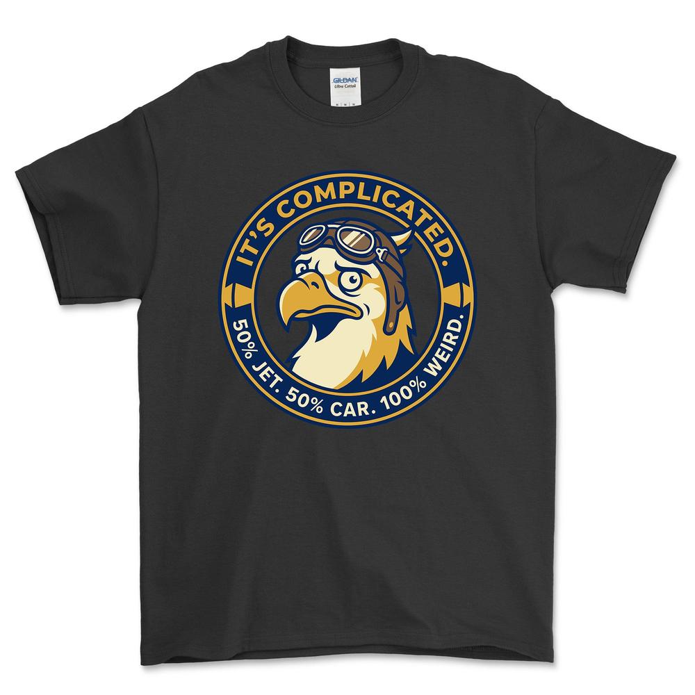 Saab Its Complicated T-Shirt-Beklædning-SAAB-Sort-S-Garage Culture Shop- garage - man cave - merchandise