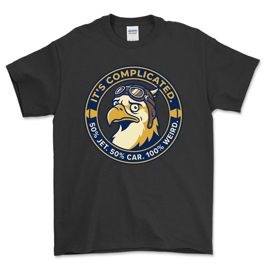 Saab Its Complicated - Unisex T-Shirt-Beklædning-SAAB-Sort-S-Garage Culture Shop- garage - man cave - merchandise