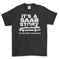 Saab Its Saab Story T-Shirt-Beklædning-SAAB-Sort-S-Garage Culture Shop- garage - man cave - merchandise