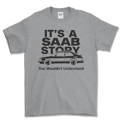 Saab Its Saab Story - Unisex T-Shirt-Beklædning-SAAB-Grå Sport-S-Garage Culture Shop- garage - man cave - merchandise