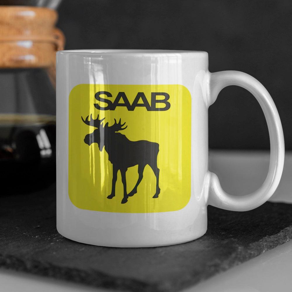 Saab Keramisk Krus-Krus-Saab-Hvid keramisk krus-Garage Culture Shop- garage - man cave - merchandise