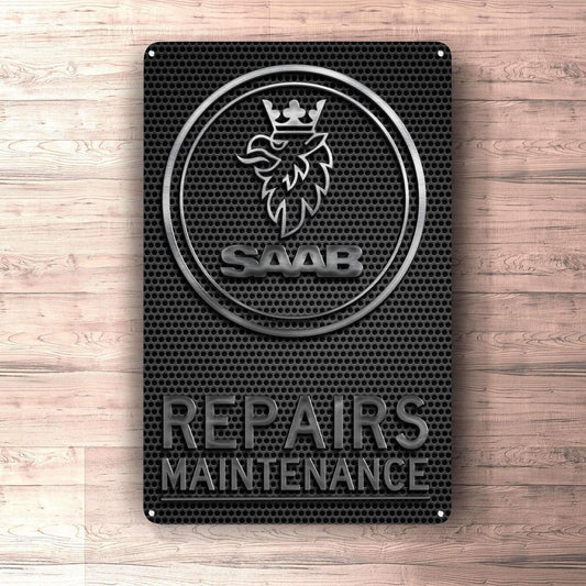 Saab Repairs Maintenance Skilte, Musemåtte, Dørmåtte , Plakat-Skilte-Saab-Garage Culture Shop- garage - man cave - merchandise