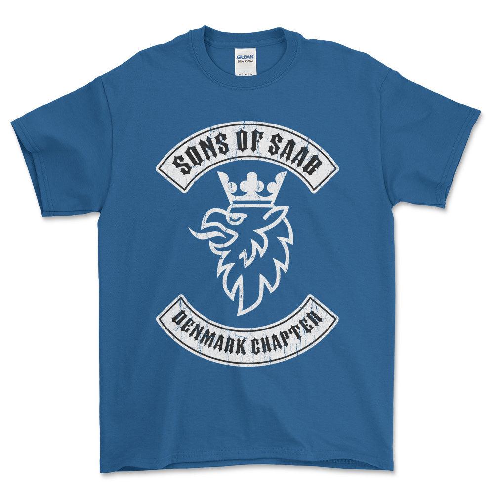 Saab Sons Of Saab Denmark Chapter Unisex T-Shirt , Bomuld-Beklædning-Saab-Blå Royal-S-Garage Culture Shop- garage - man cave - merchandise