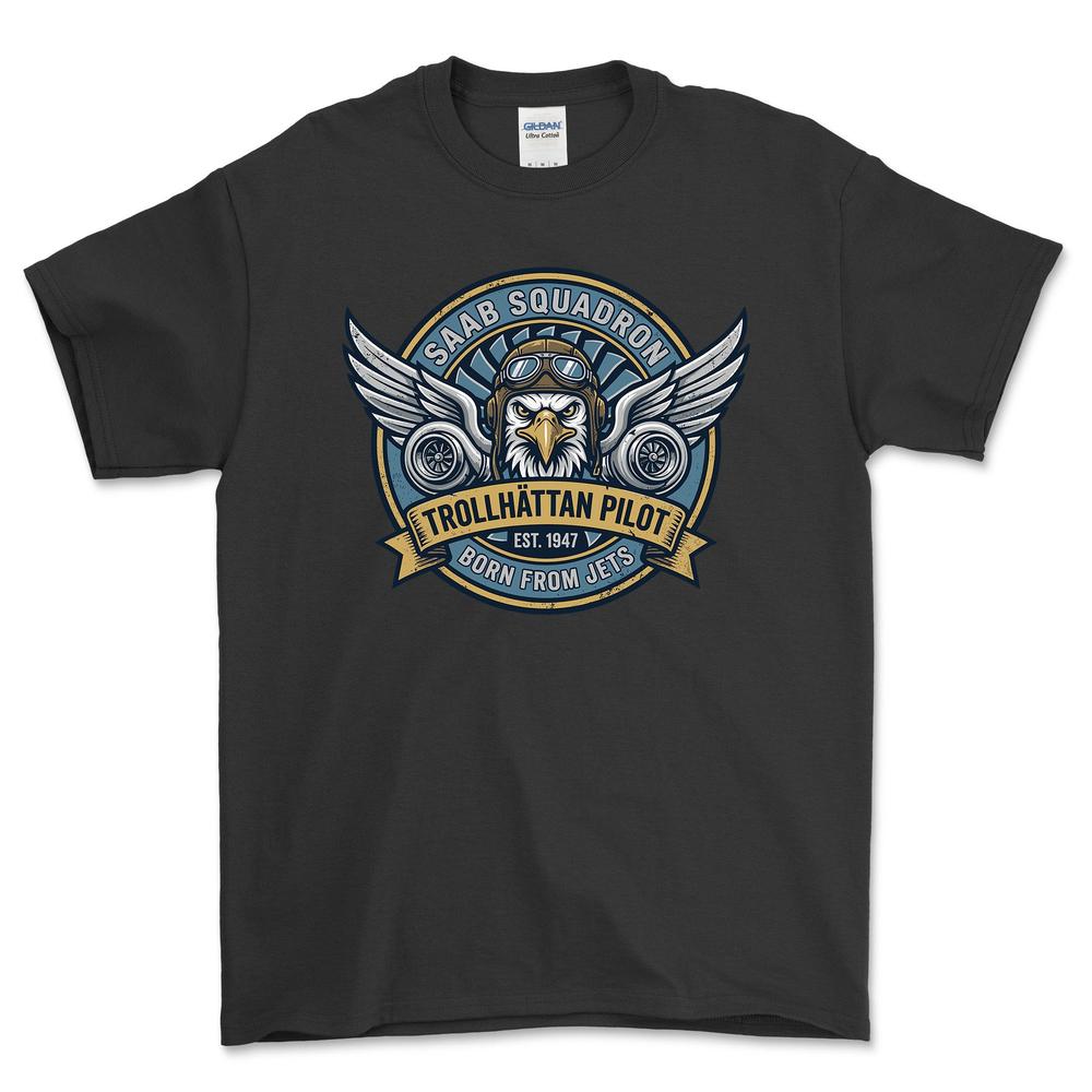 Saab Squadron T-Shirt-Beklædning-SAAB-Sort-S-Garage Culture Shop- garage - man cave - merchandise