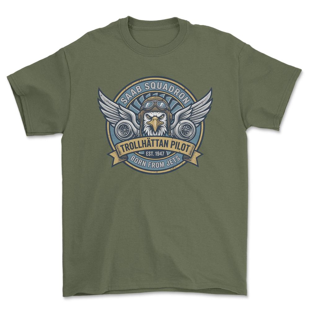 Saab Squadron - Unisex T-Shirt-Beklædning-SAAB-Grøn Militær-S-Garage Culture Shop- garage - man cave - merchandise