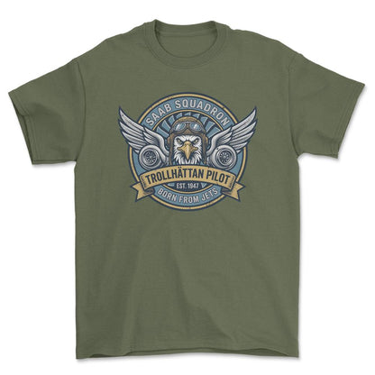 Saab Squadron - Unisex T-Shirt-Beklædning-SAAB-Grøn Militær-S-Garage Culture Shop- garage - man cave - merchandise