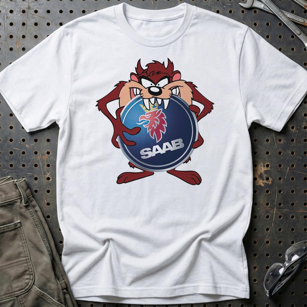 Saab TAZ T-Shirt-Beklædning-Saab-Hvid-S-Garage Culture Shop- garage - man cave - merchandise