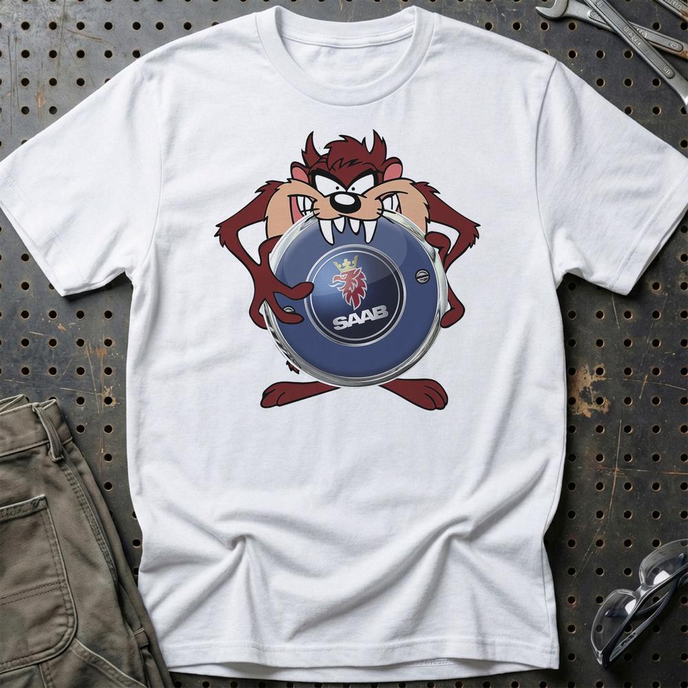 Saab TAZ T-Shirt-Beklædning-Saab-Hvid-S-Garage Culture Shop- garage - man cave - merchandise