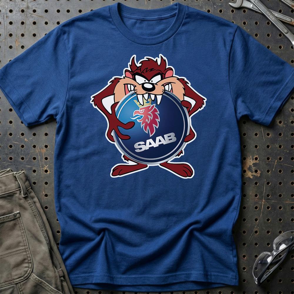 Saab TAZ T-Shirt-Beklædning-Saab-Blå Royal-S-Garage Culture Shop- garage - man cave - merchandise