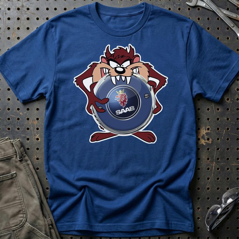 Saab TAZ T-Shirt-Beklædning-Saab-Blå Royal-S-Garage Culture Shop- garage - man cave - merchandise