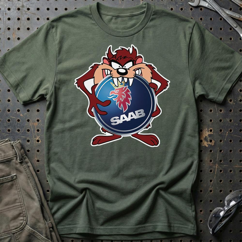 Saab TAZ T-Shirt-Beklædning-Saab-Grøn Militær-S-Garage Culture Shop- garage - man cave - merchandise