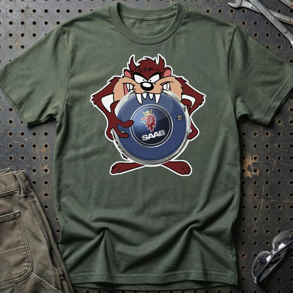 Saab TAZ T-Shirt-Beklædning-Saab-Grøn Militær-S-Garage Culture Shop- garage - man cave - merchandise
