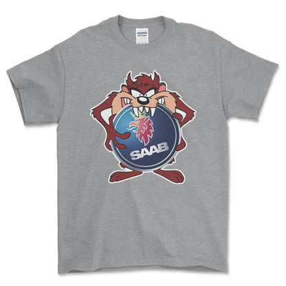 Saab TAZ Unisex T-Shirt , Bomuld-Beklædning-Saab-Grå Sport-S-Forside-Garage Culture Shop- garage - man cave - merchandise