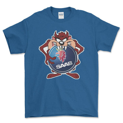 Saab TAZ Unisex T-Shirt , Bomuld-Beklædning-Saab-Blå Royal-S-Forside-Garage Culture Shop- garage - man cave - merchandise