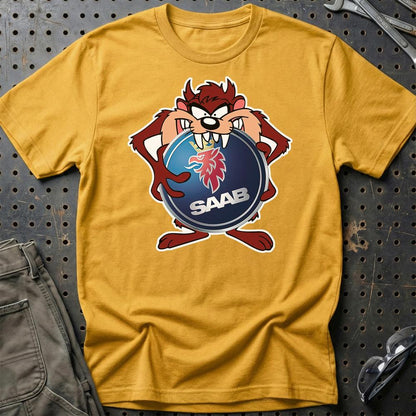 Saab TAZ Unisex T-Shirt , Bomuld-Beklædning-Saab-Guld-S-Garage Culture Shop- garage - man cave - merchandise