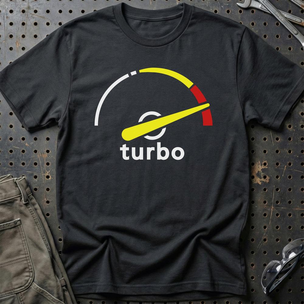 Saab Turbo Gauge T-Shirt-Beklædning-Saab-Sort-S-Garage Culture Shop- garage - man cave - merchandise