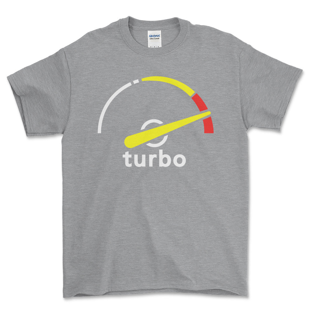 Saab Turbo Gauge Unisex T-Shirt , Bomuld-Beklædning-Saab-Grå Sport-S-Forside-Garage Culture Shop- garage - man cave - merchandise