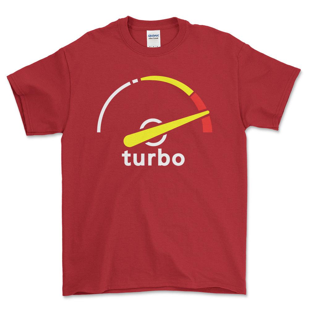 Saab Turbo Gauge Unisex T-Shirt , Bomuld-Beklædning-Saab-Rød-S-Forside-Garage Culture Shop- garage - man cave - merchandise