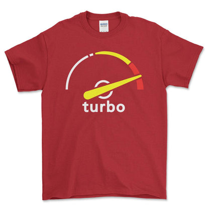 Saab Turbo Gauge Unisex T-Shirt , Bomuld-Beklædning-Saab-Rød-S-Forside-Garage Culture Shop- garage - man cave - merchandise