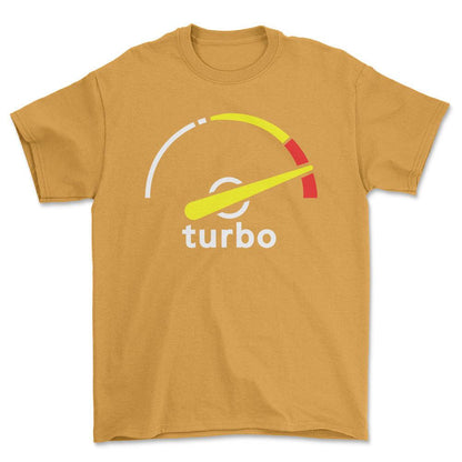 Saab Turbo Gauge Unisex T-Shirt , Bomuld-Beklædning-Saab-Guld-S-Forside-Garage Culture Shop- garage - man cave - merchandise
