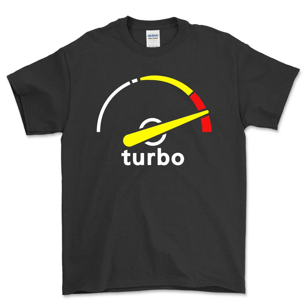 Saab Turbo Gauge Unisex T-Shirt , Bomuld-Beklædning-Saab-Sort-S-Garage Culture Shop- garage - man cave - merchandise