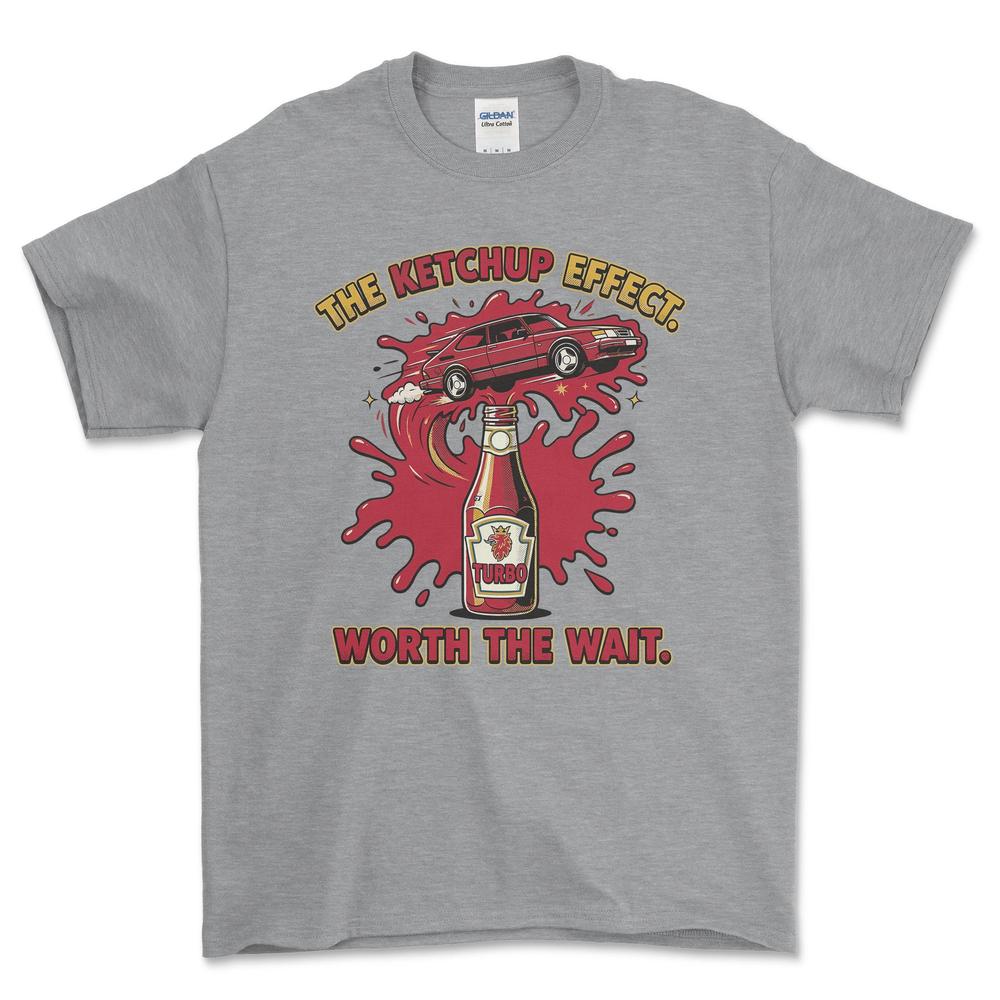 Saab Turbo Ketchup Effect - Unisex T-Shirt-Beklædning-SAAB-Grå Sport-S-Garage Culture Shop- garage - man cave - merchandise