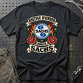 Sachs Rigtige Kvinder Kører – Roser og Flammer T-Shirt-Beklædning-Sachs-Sort-S-Garage Culture Shop- garage - man cave - merchandise
