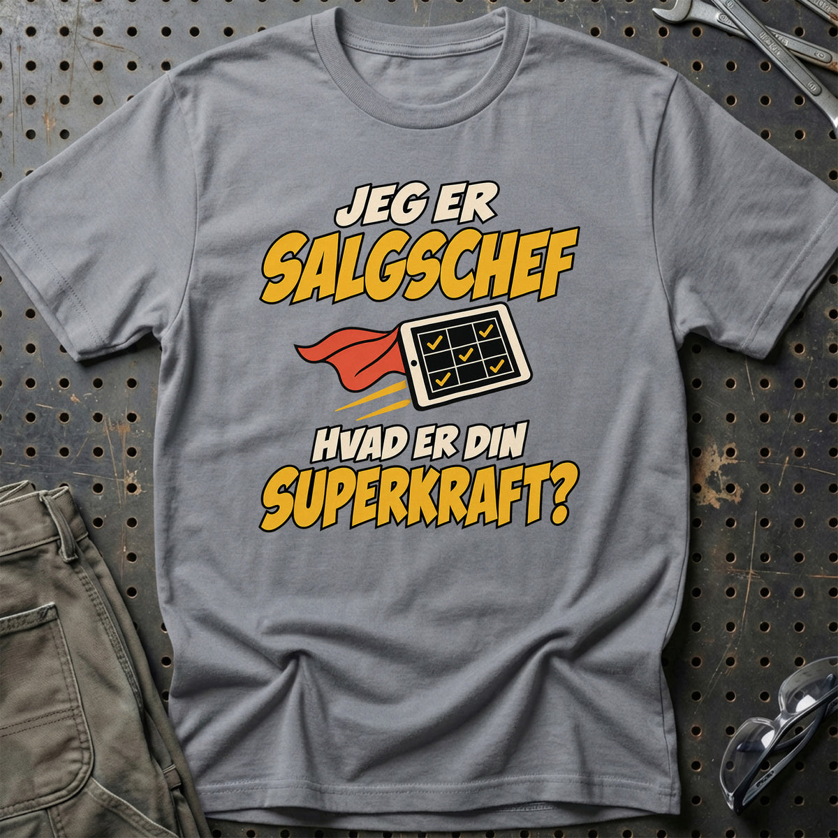 
Salgschef – Hvad er din superkraft? – Unisex T-Shirt – Grå Sport