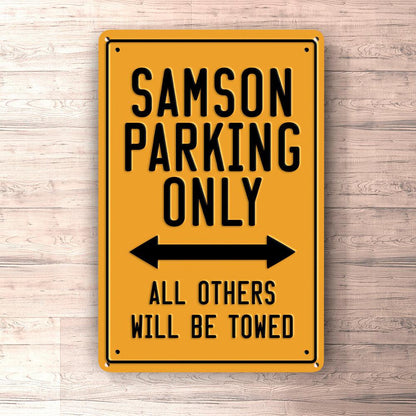 Samson Parking Only Skilte, Musemåtte, Dørmåtte , Plakat-Parking skilte-Samson-Garage Culture Shop- garage - man cave - merchandise