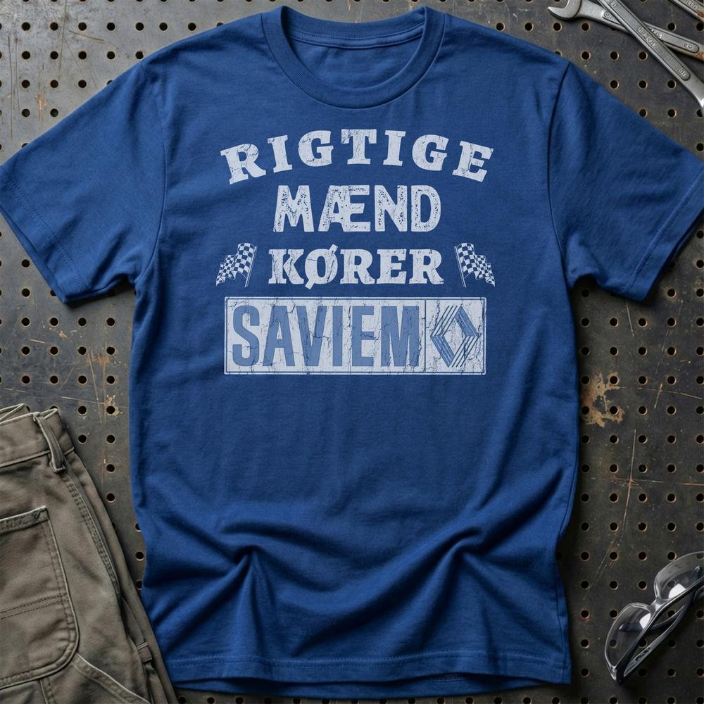 Saviem Rigtige Mænd Kører T-Shirt-Beklædning-Saviem-Blå Royal-S-Garage Culture Shop- garage - man cave - merchandise